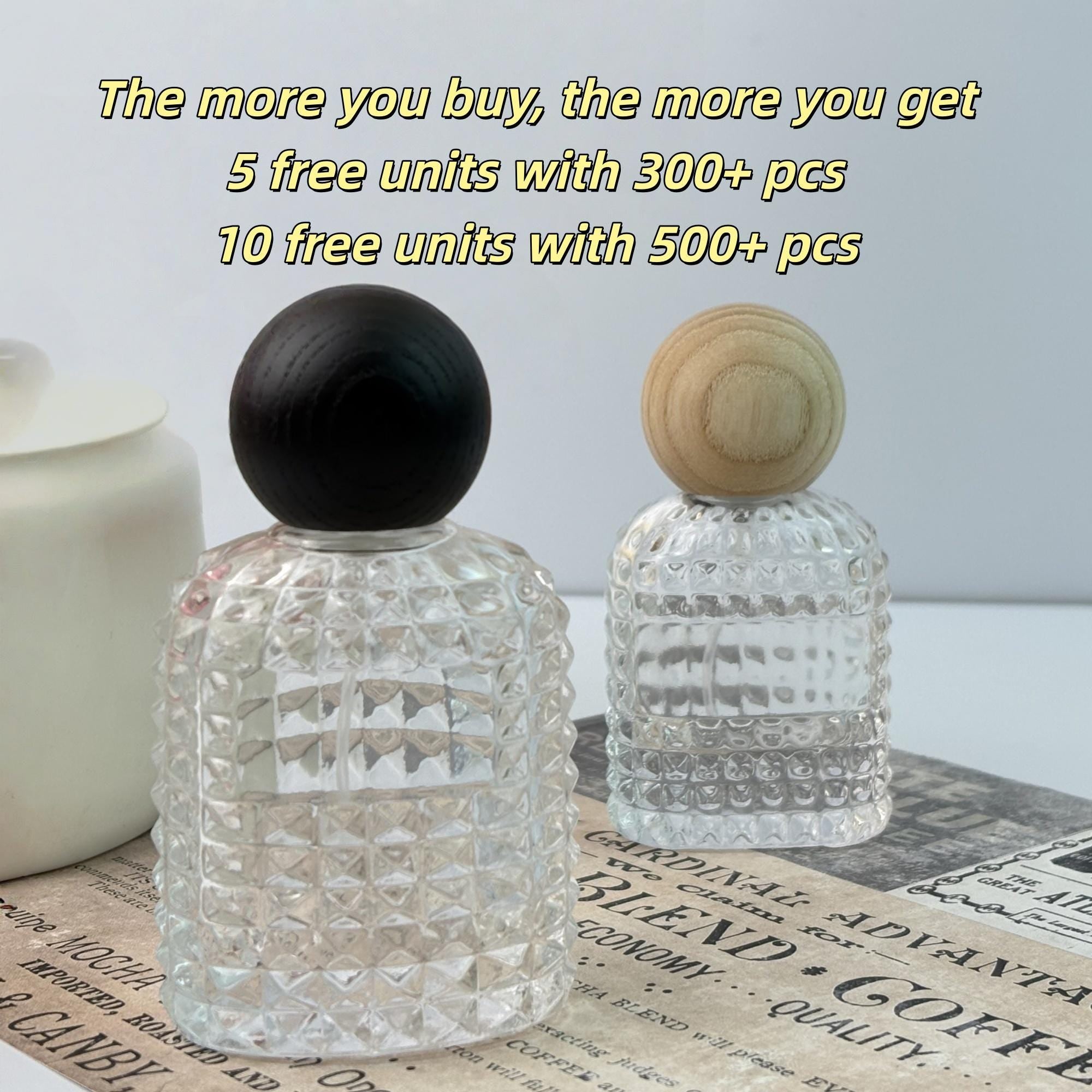 30ml 50ml 100ml Textured Glass Spray Bottle with Wooden Caps