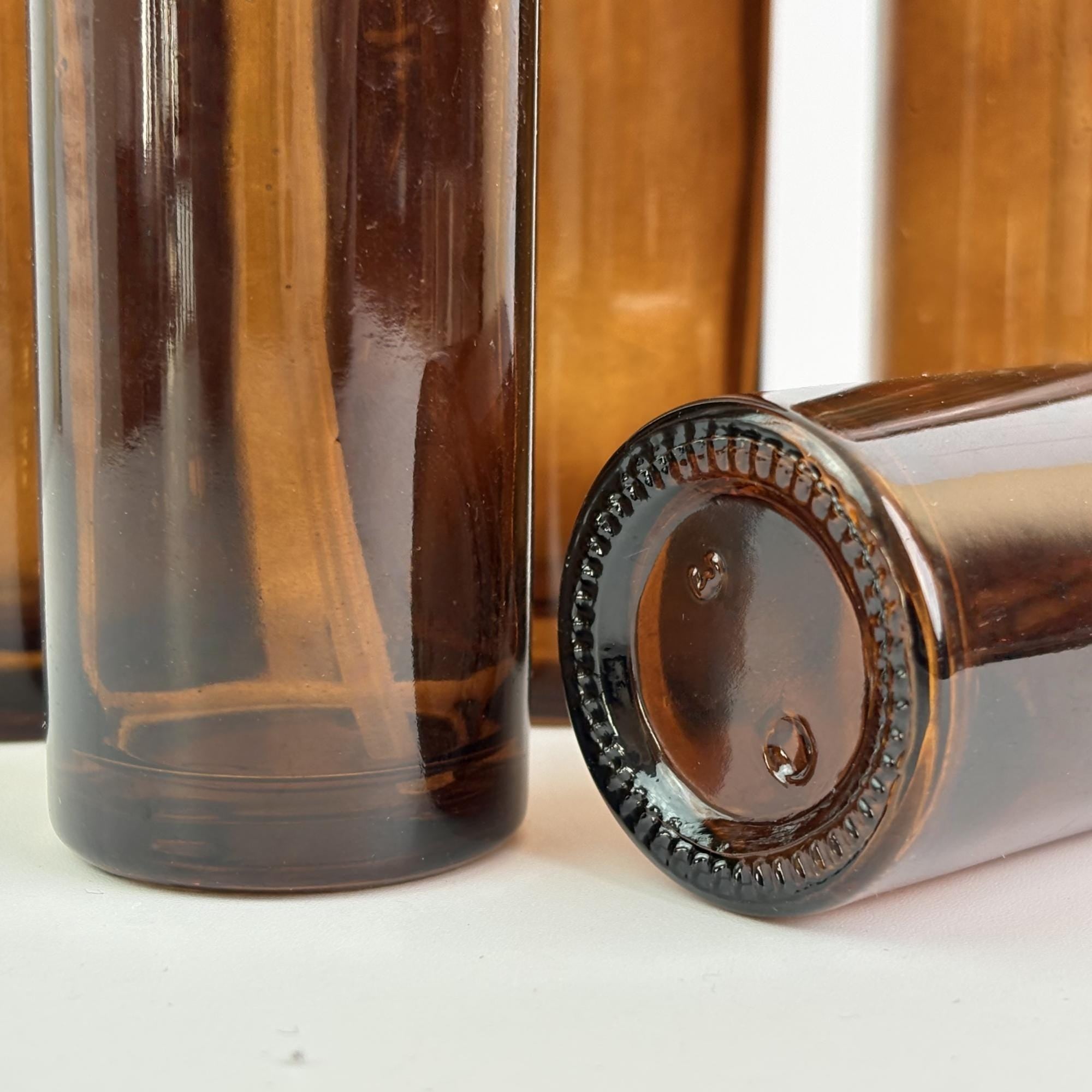 Amber Glass Bottle with Bamboo Collar Spray Lotion Pump Dropper