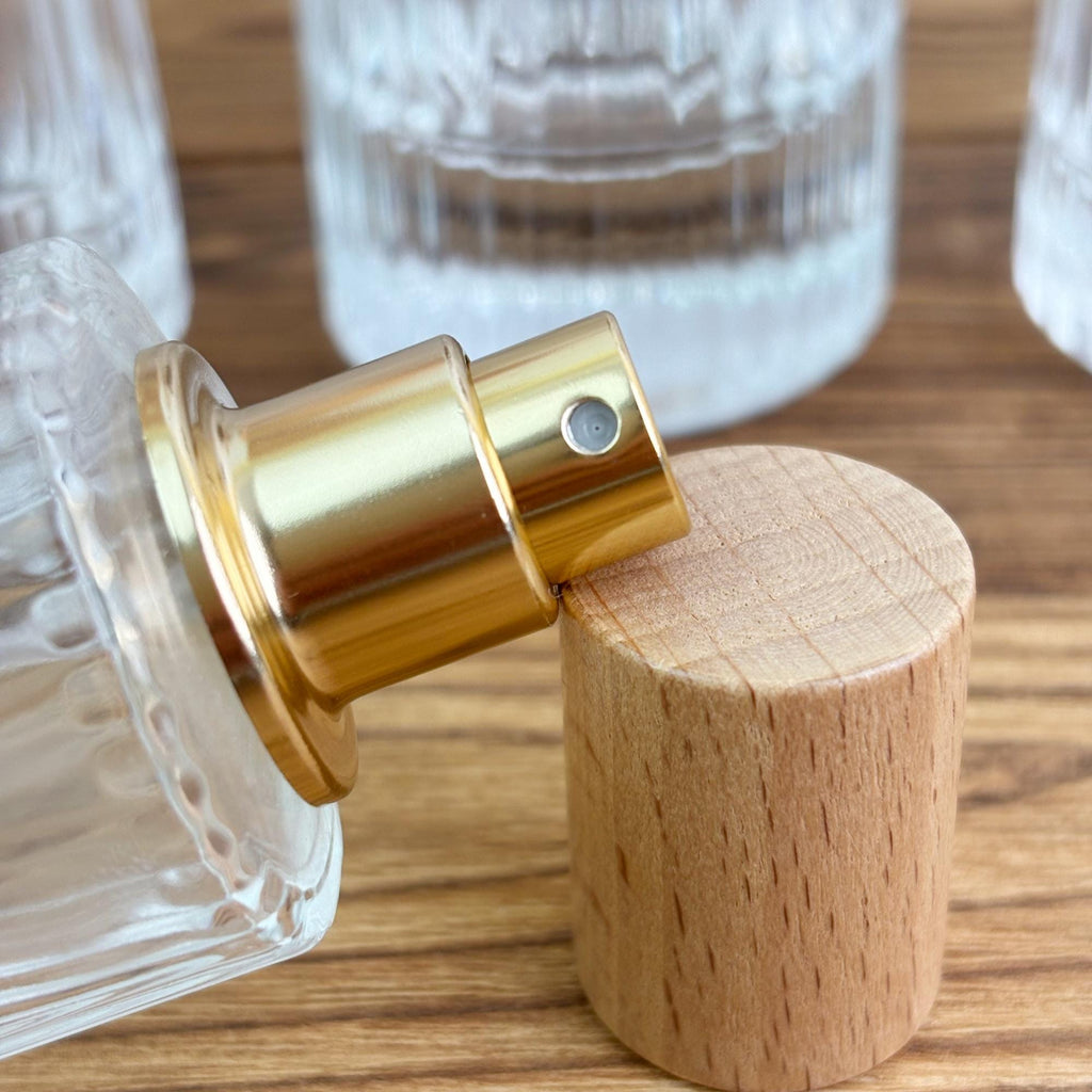 Refillable Glass Perfume Bottle with Wooden Cap