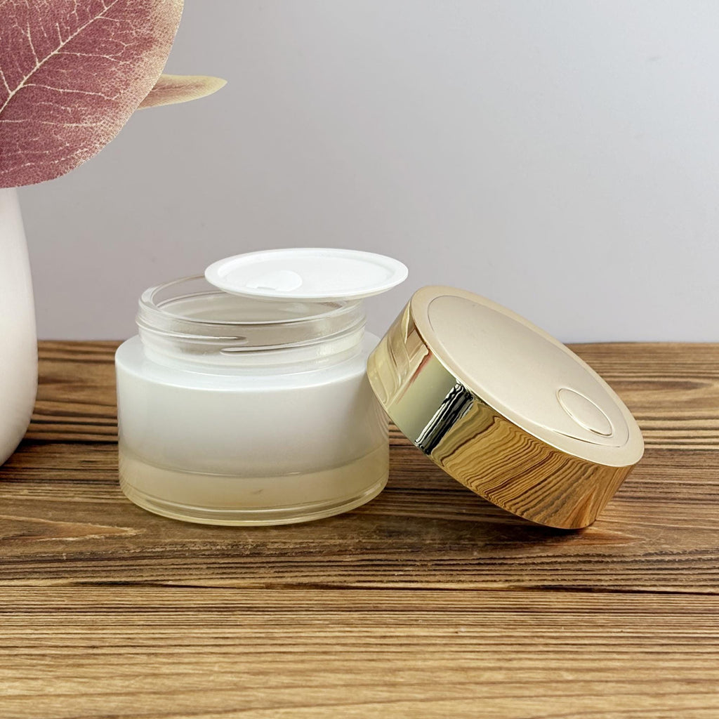 Luxury White Gradient Glass Cosmetic Container