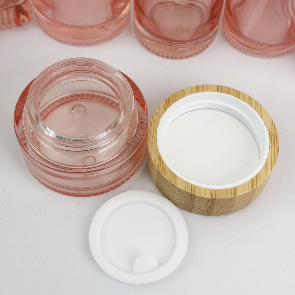 Pink Glass Cosmetic Container