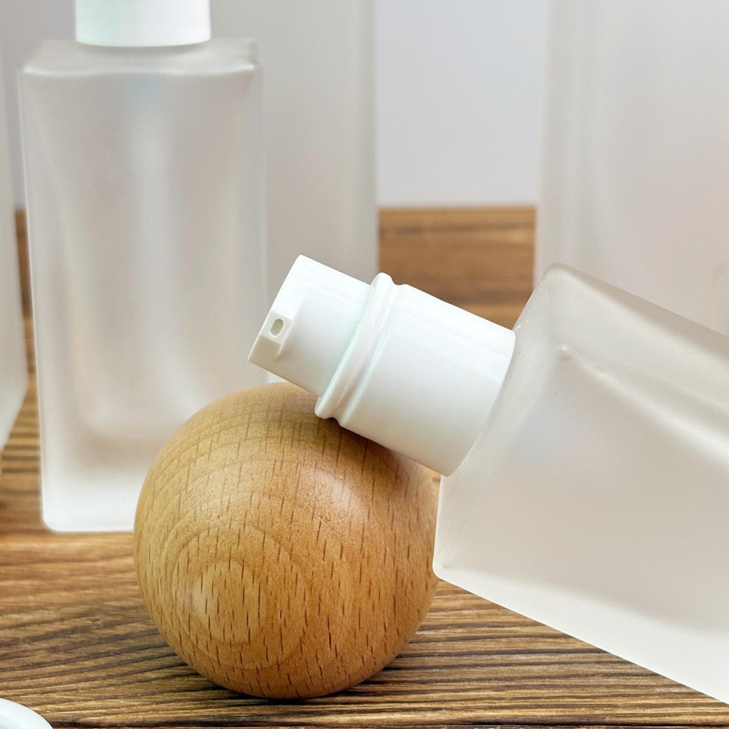 Frosted Glass Lotion Bottle and Cream Jar