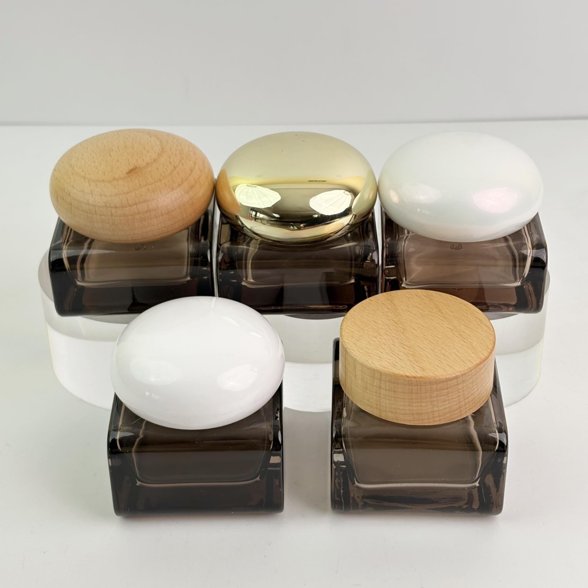 Square Glass Cream Jars with Multiple Cap