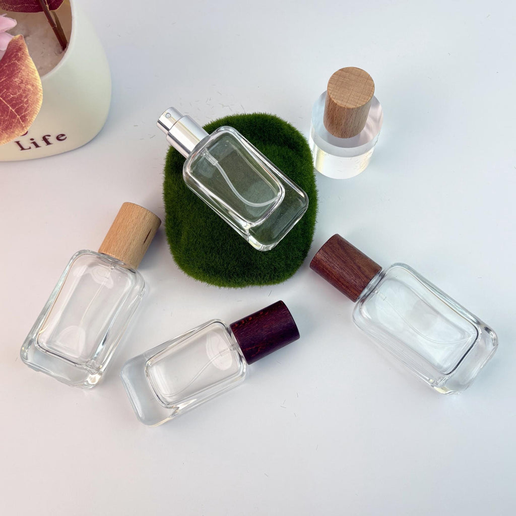 Perfume Glass Spray Bottles with Wood Cap