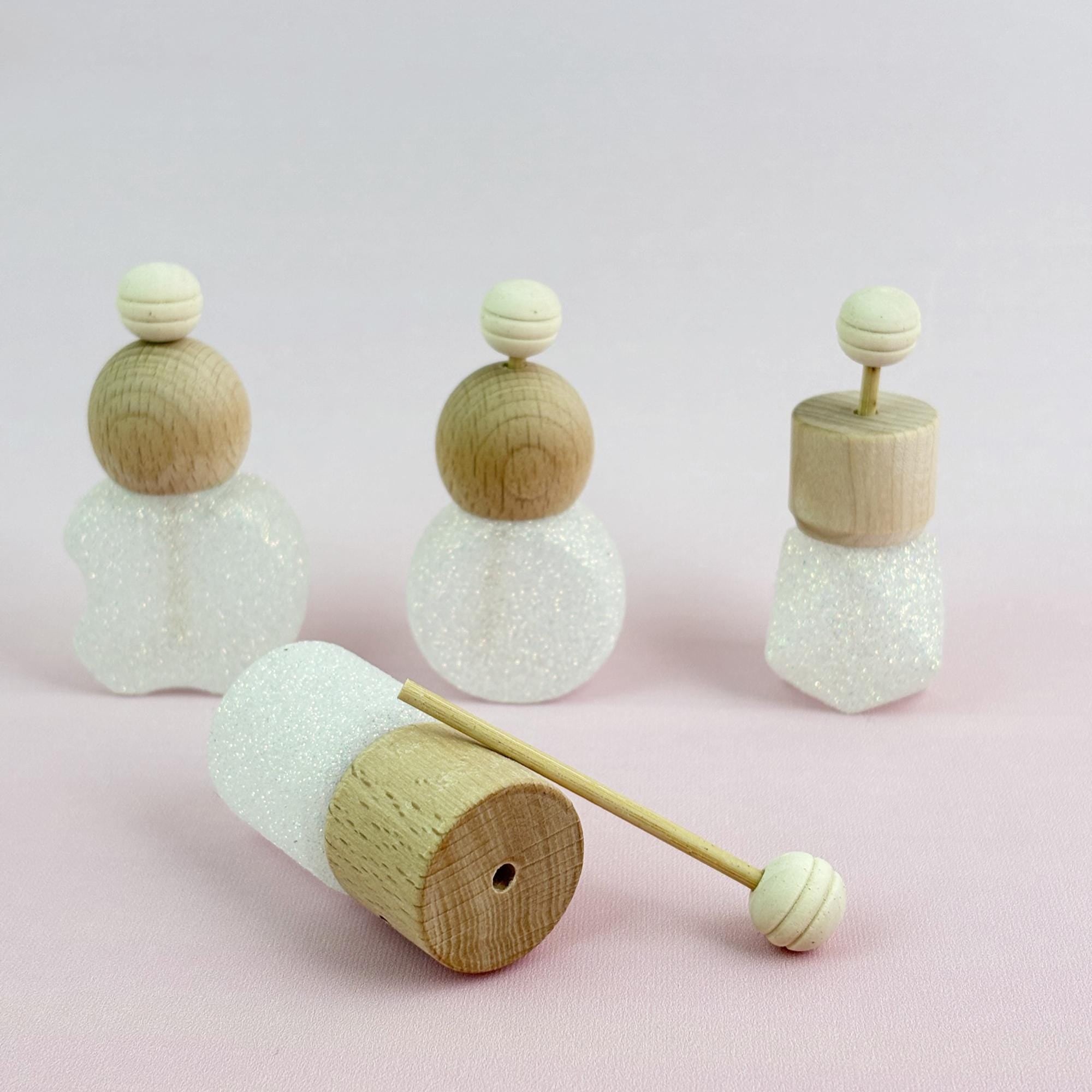 Glittery Glass Reed Diffuser Bottles with Wooden Lid & Bamboo Stick