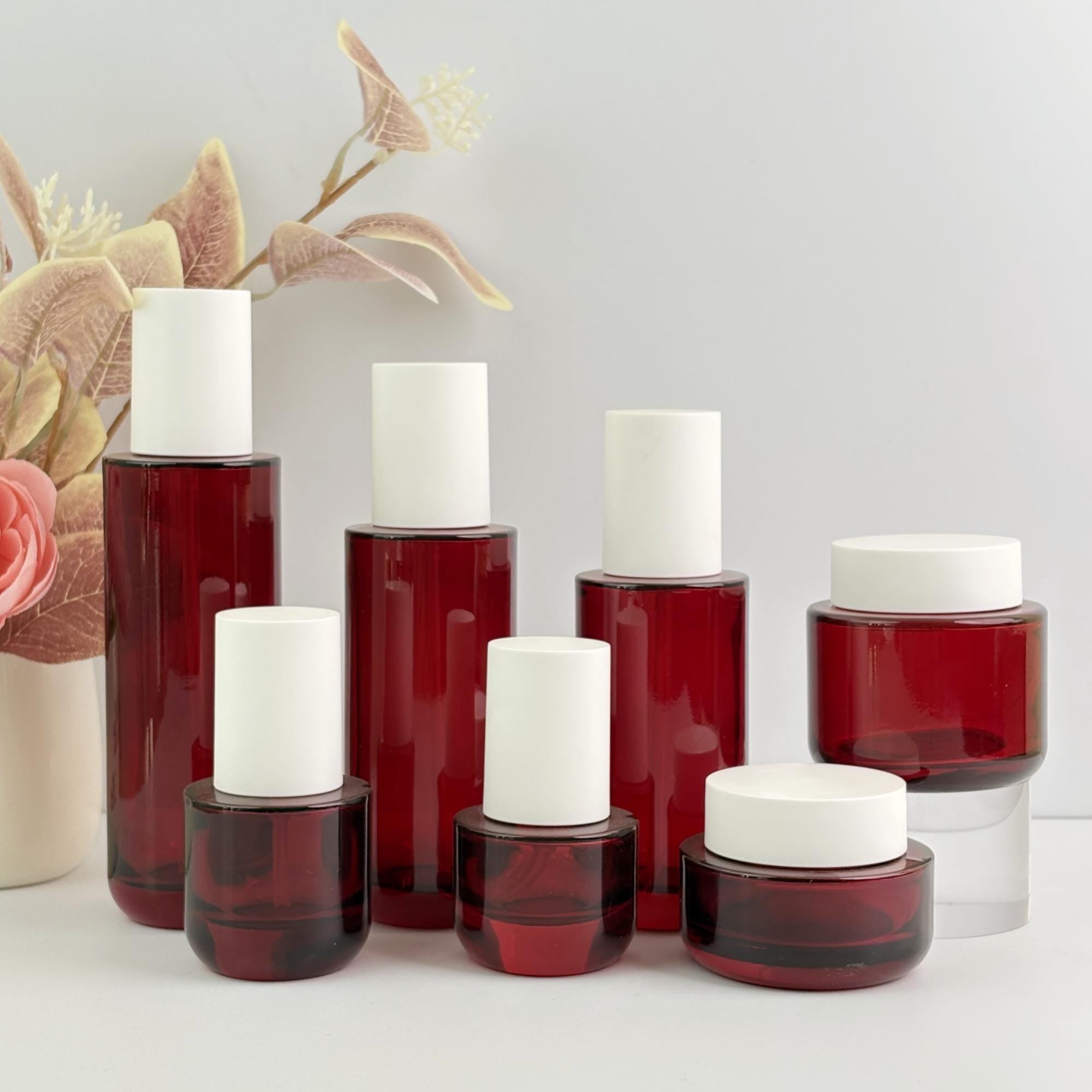 Red Glass Cosmetic Packaging