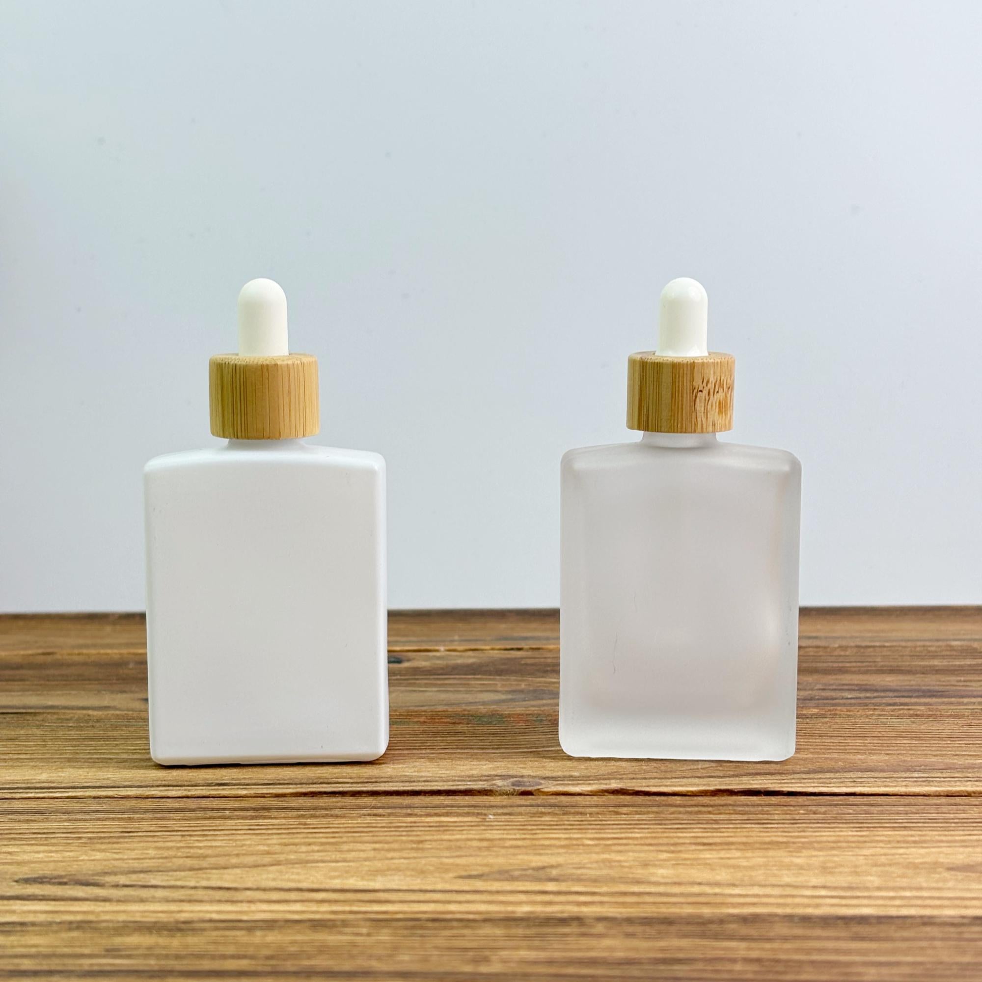 50ml Square Glass Dropper Bottle with Bamboo Cap