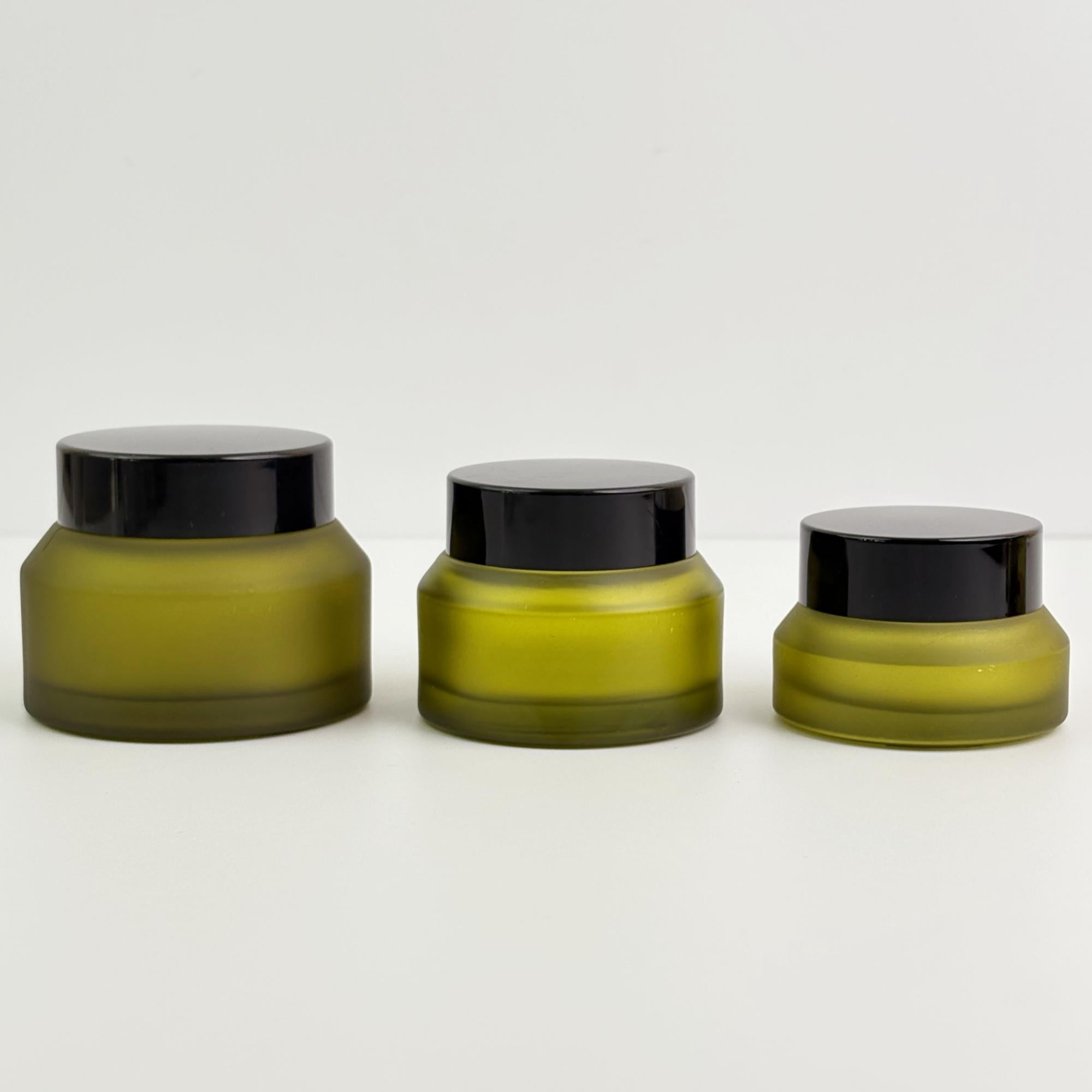 15g | 30g | 50g | Green Glass Cosmetic Jars