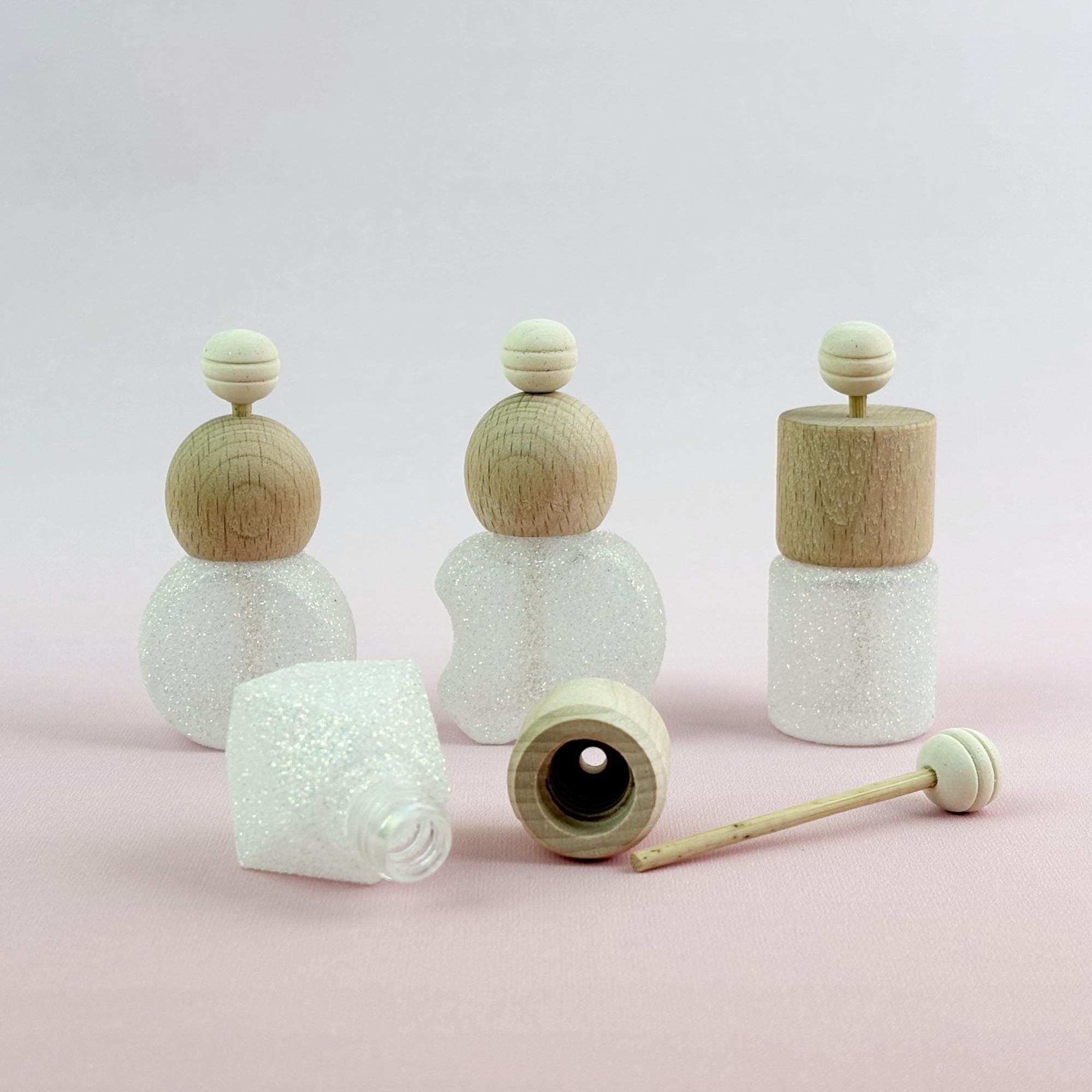 Glittery Glass Reed Diffuser Bottles with Wooden Lid & Bamboo Stick