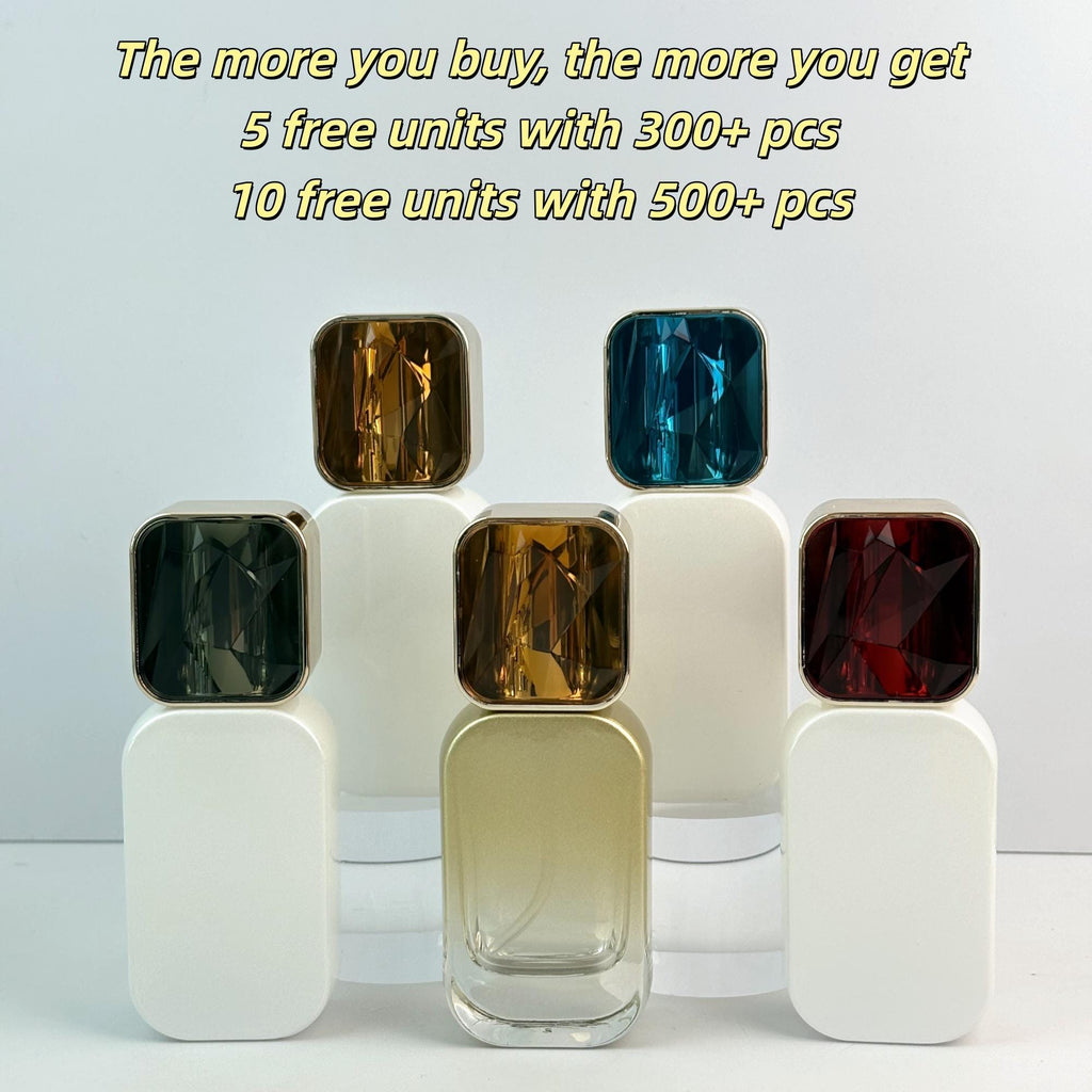 Faceted Gem-Cap Square Glass Spray Bottles