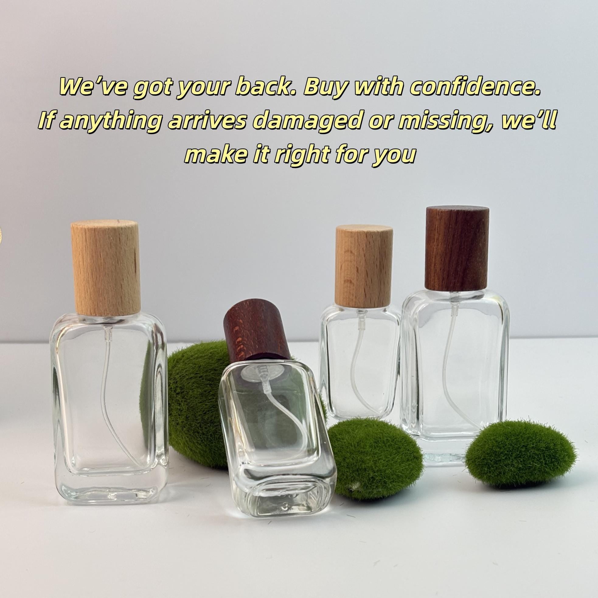 Perfume Glass Spray Bottles with Wood Cap