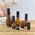 Amber Glass Fine Mist Spray Bottles with Black Caps