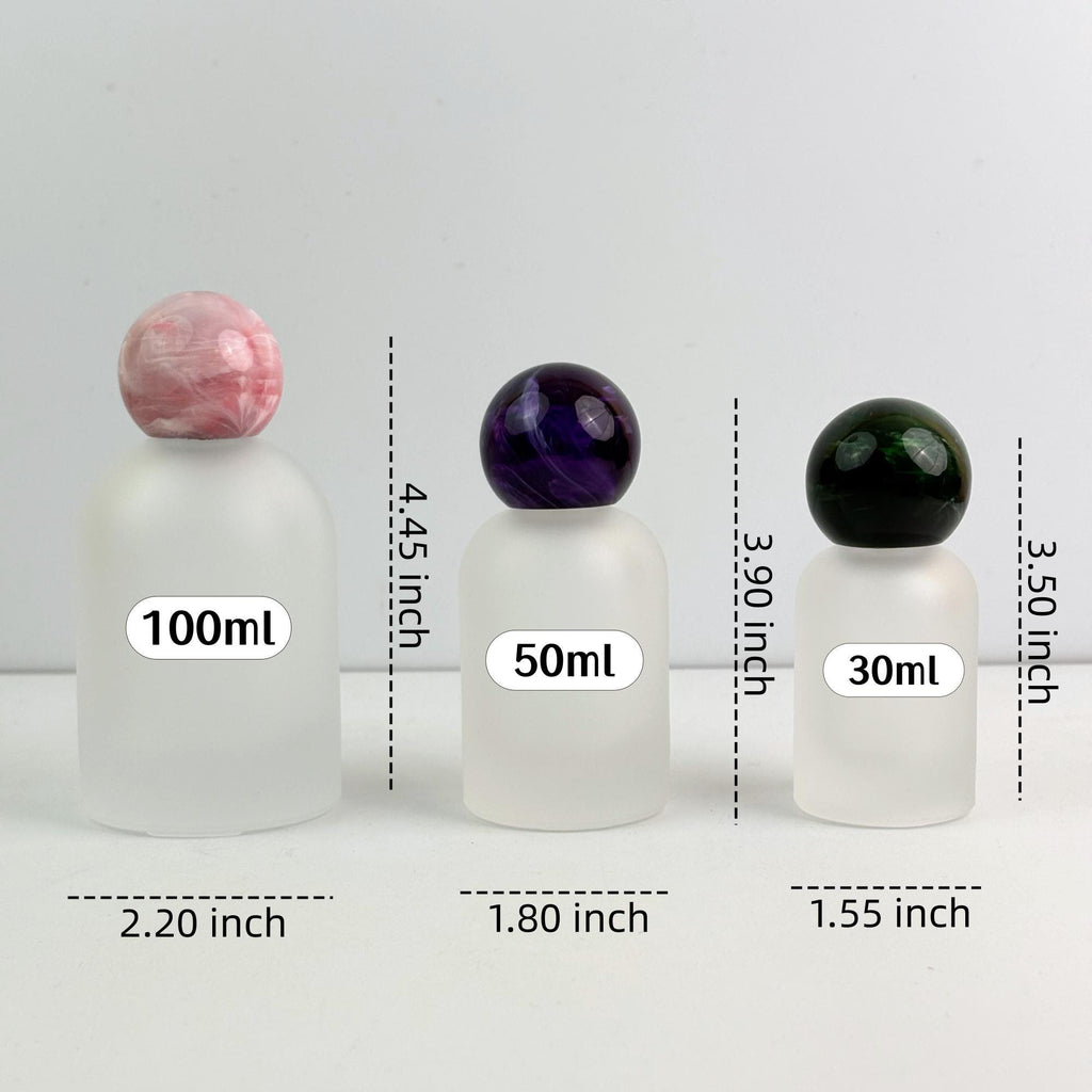 30ml 50ml 100ml Frosted Glass Spray Bottle with Marble-Look Ball Caps