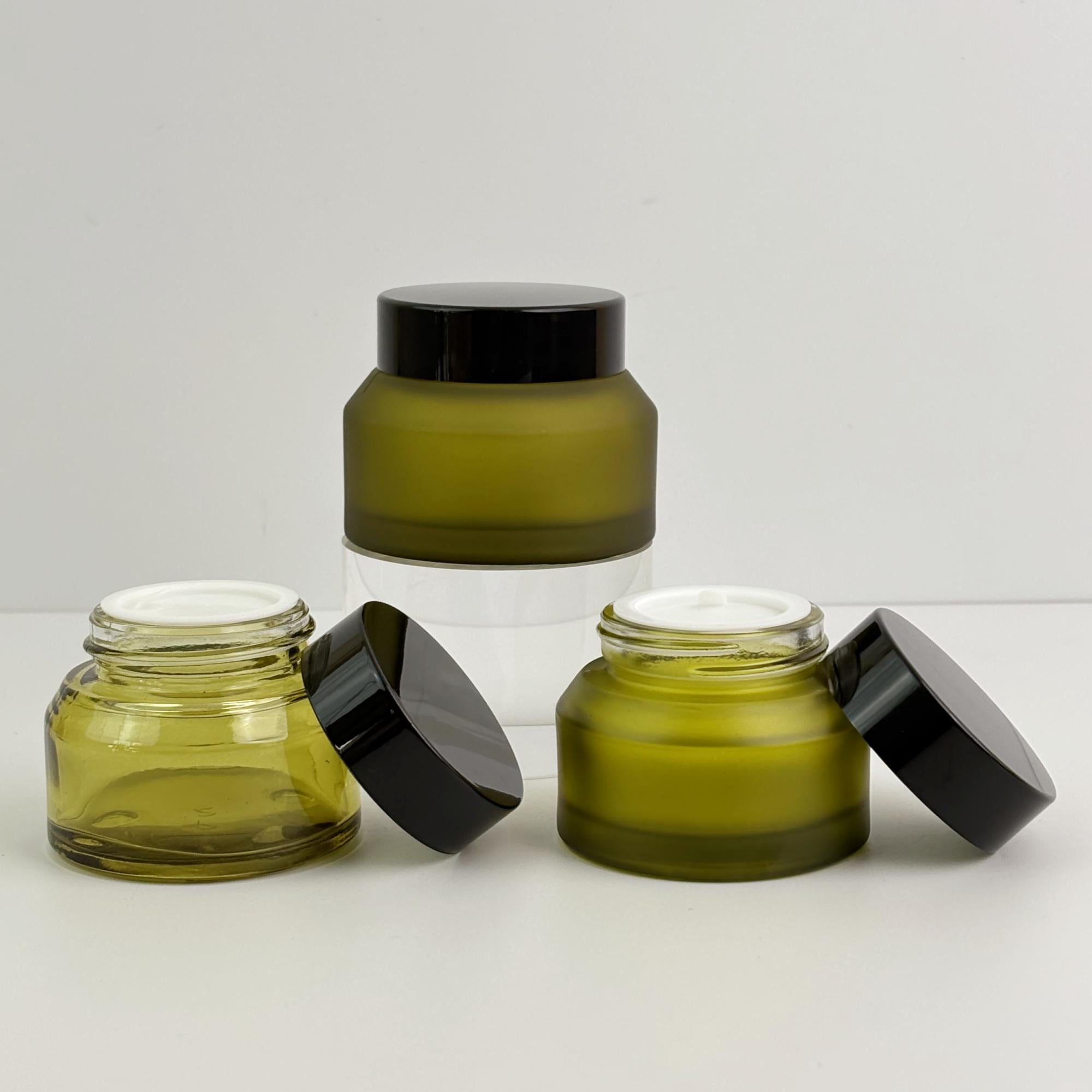 15g | 30g | 50g | Green Glass Cosmetic Jars