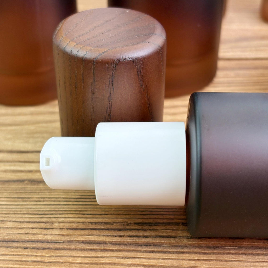 Empty Amber Frosted Glass Cosmetic Packaging
