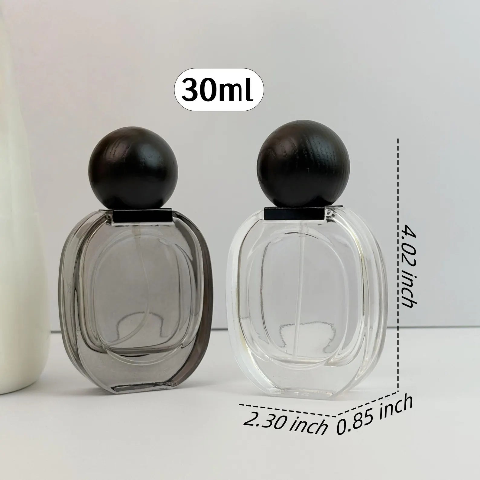 30ml Luxury Glass Perfume Bottle Set with Black Wooden Cap
