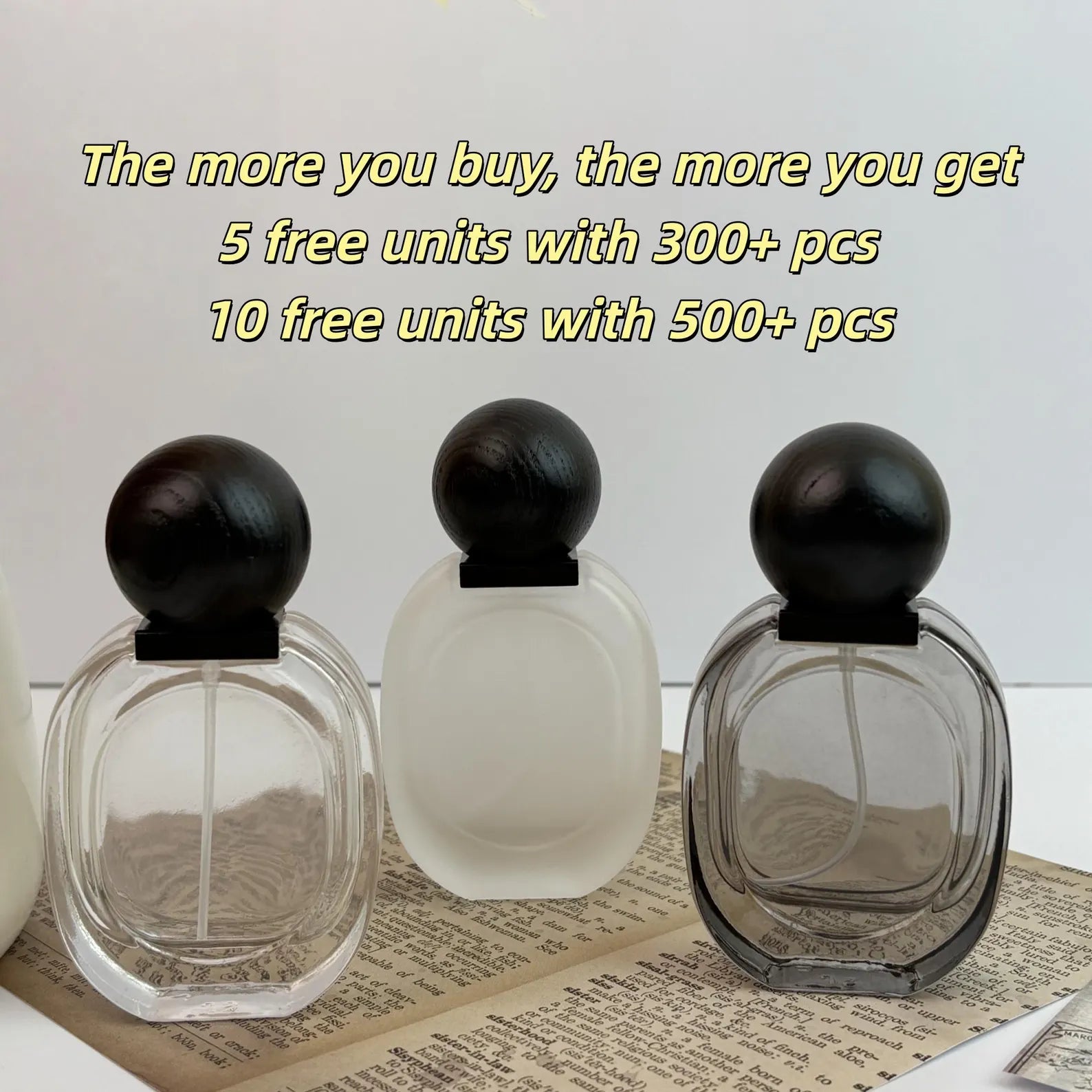 30ml Luxury Glass Perfume Bottle Set with Black Wooden Cap