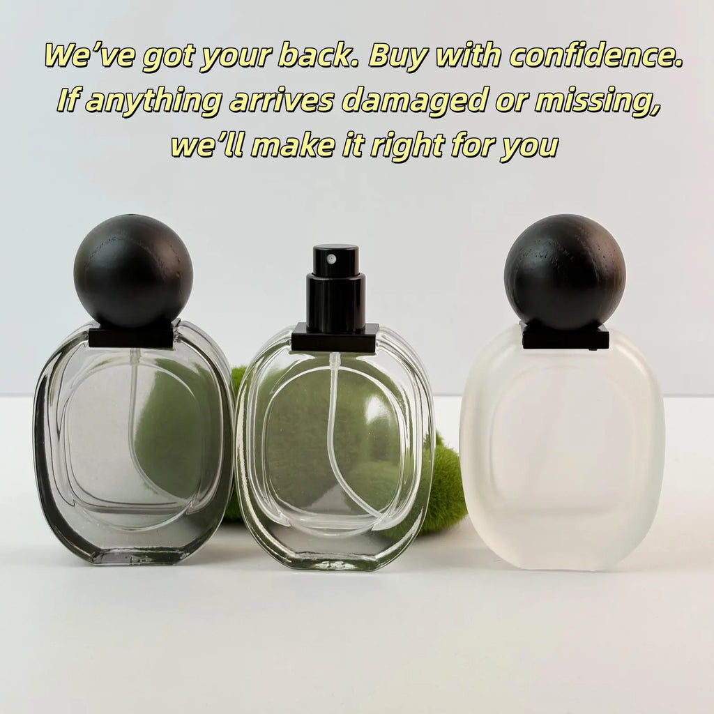 30ml Luxury Glass Perfume Bottle Set with Black Wooden Cap
