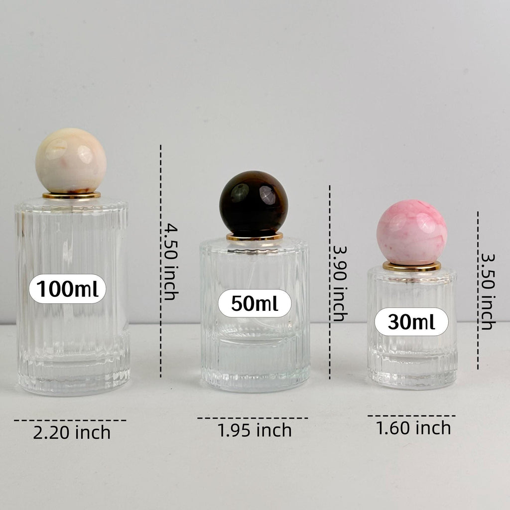 High-end Clear Ribbed Glass Spray Bottle with Marble Ball