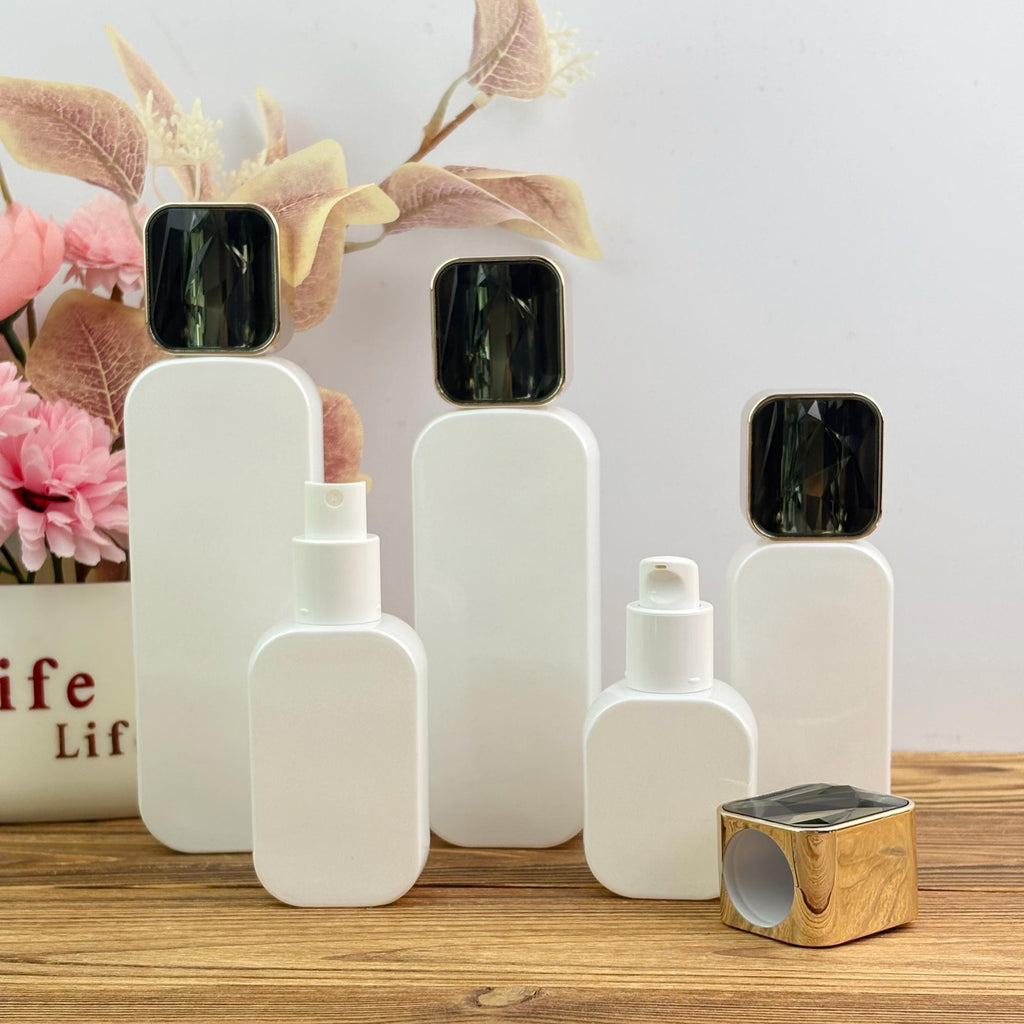Pearl White Glass Lotion Bottle