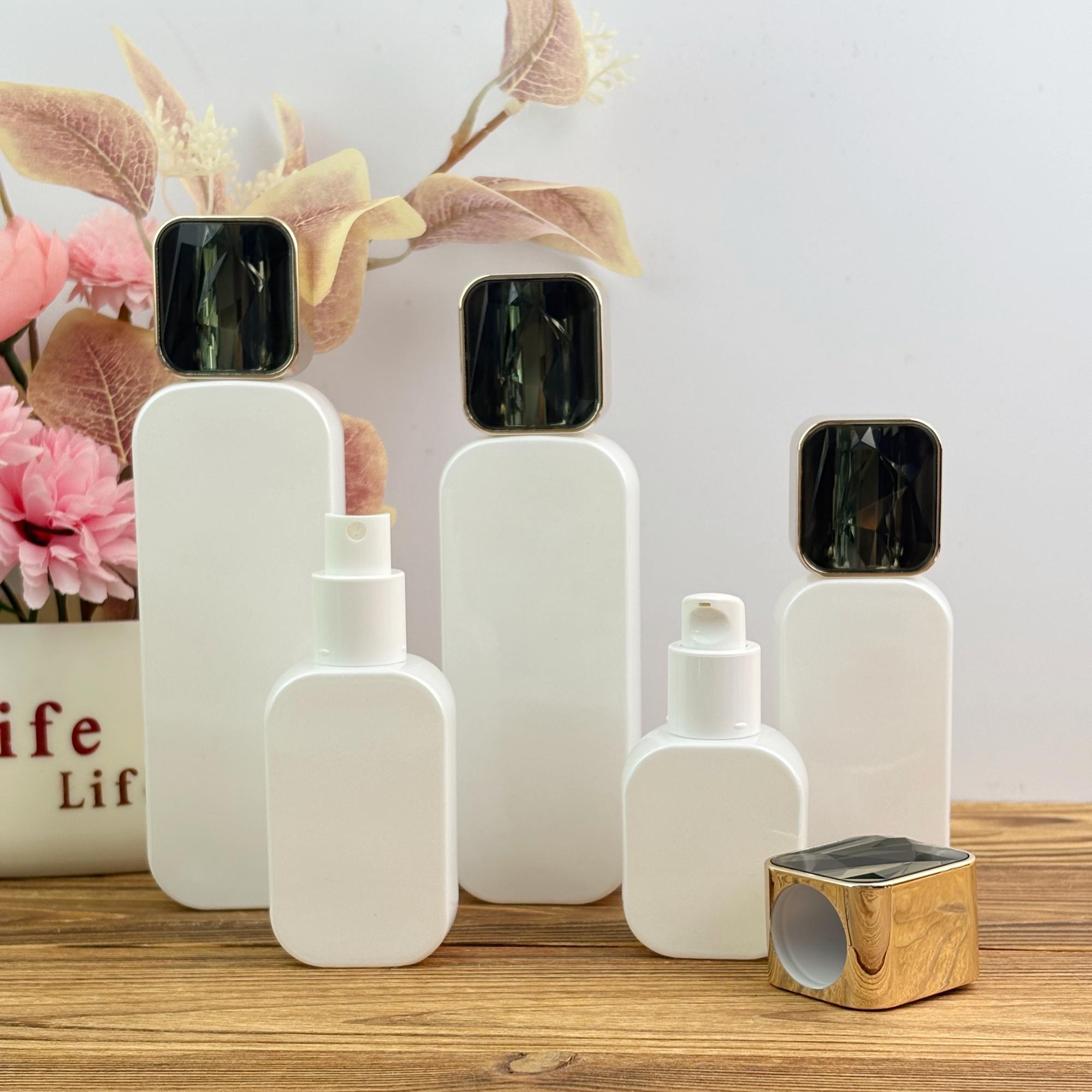 Pearl White Glass Lotion Bottle