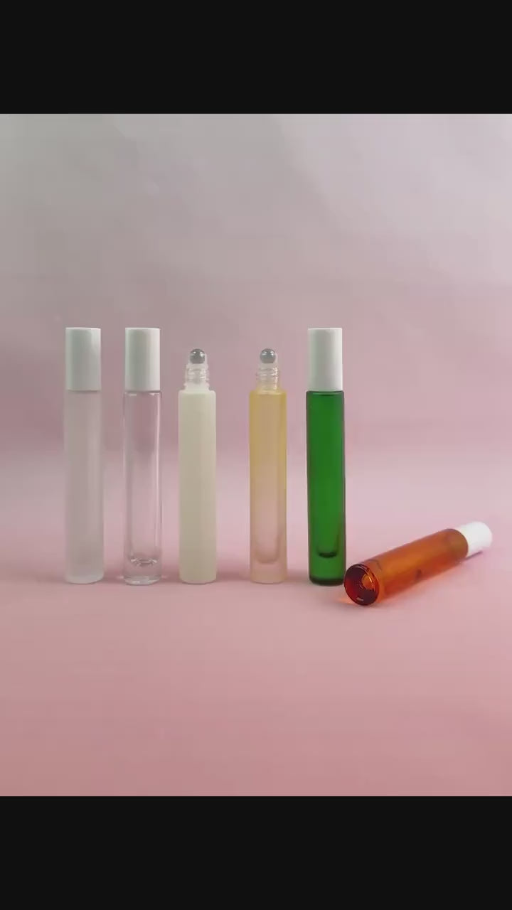 White Plastic Cap Glass Roller Bottles