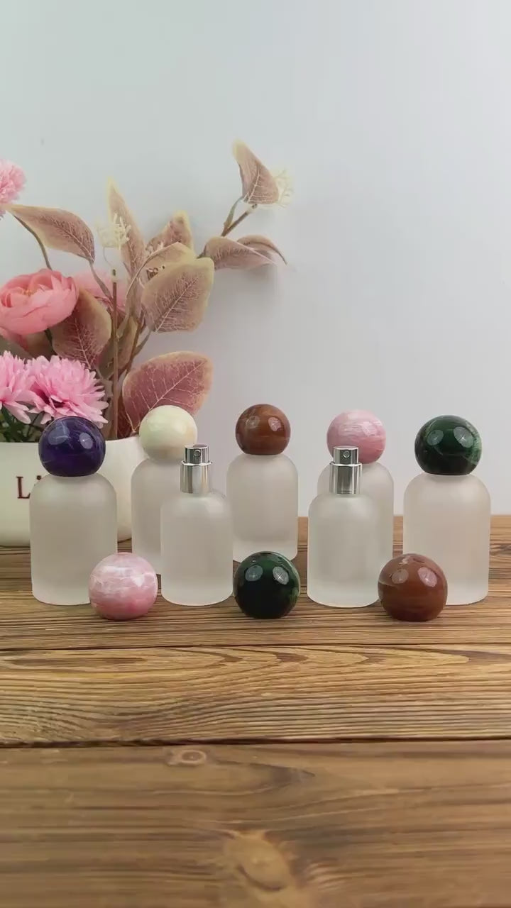 30ml 50ml 100ml Frosted Glass Spray Bottle with Marble-Look Ball Caps