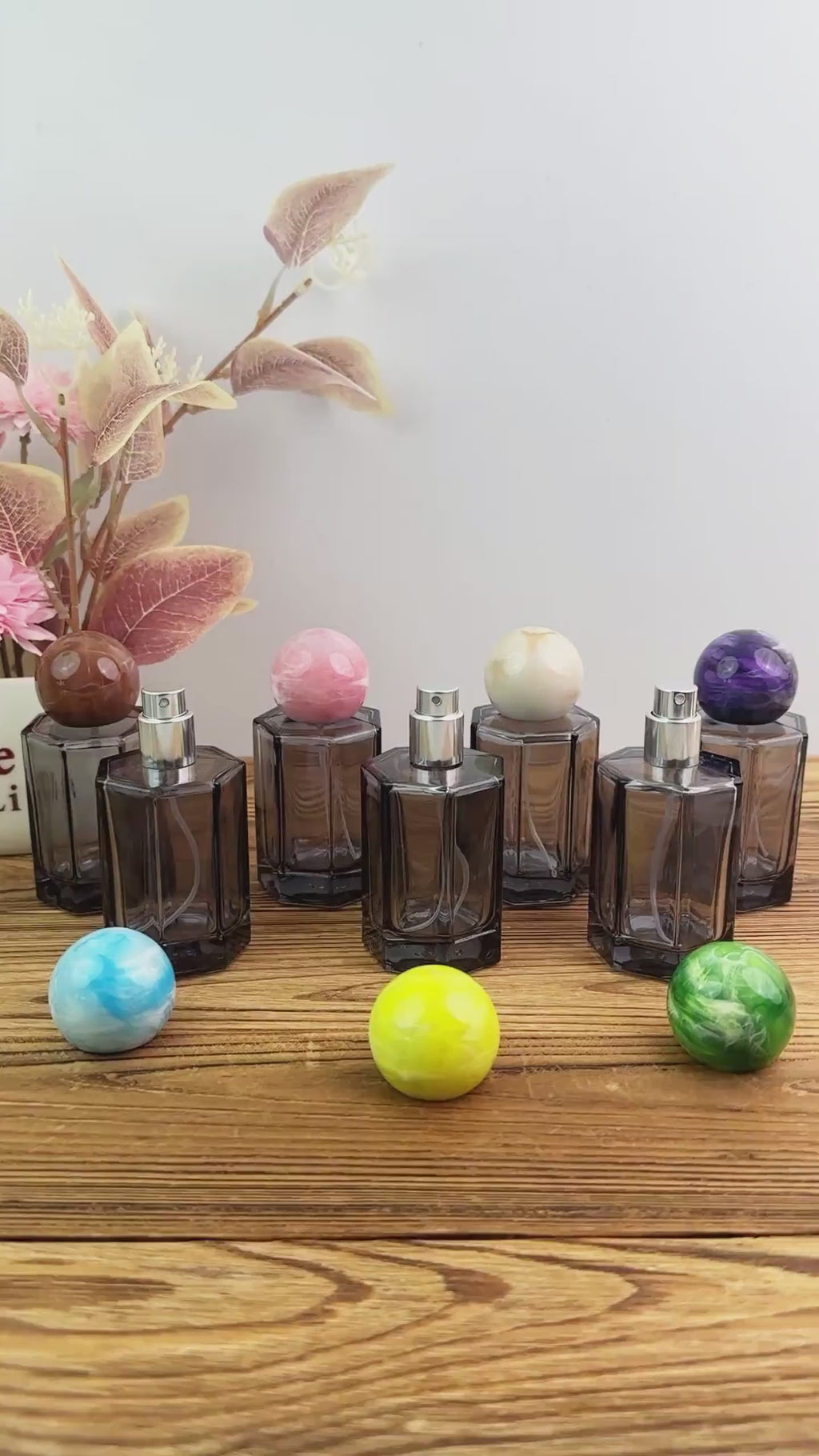 50ml Smoke Gray Glass Perfume Twist Spray Bottle
