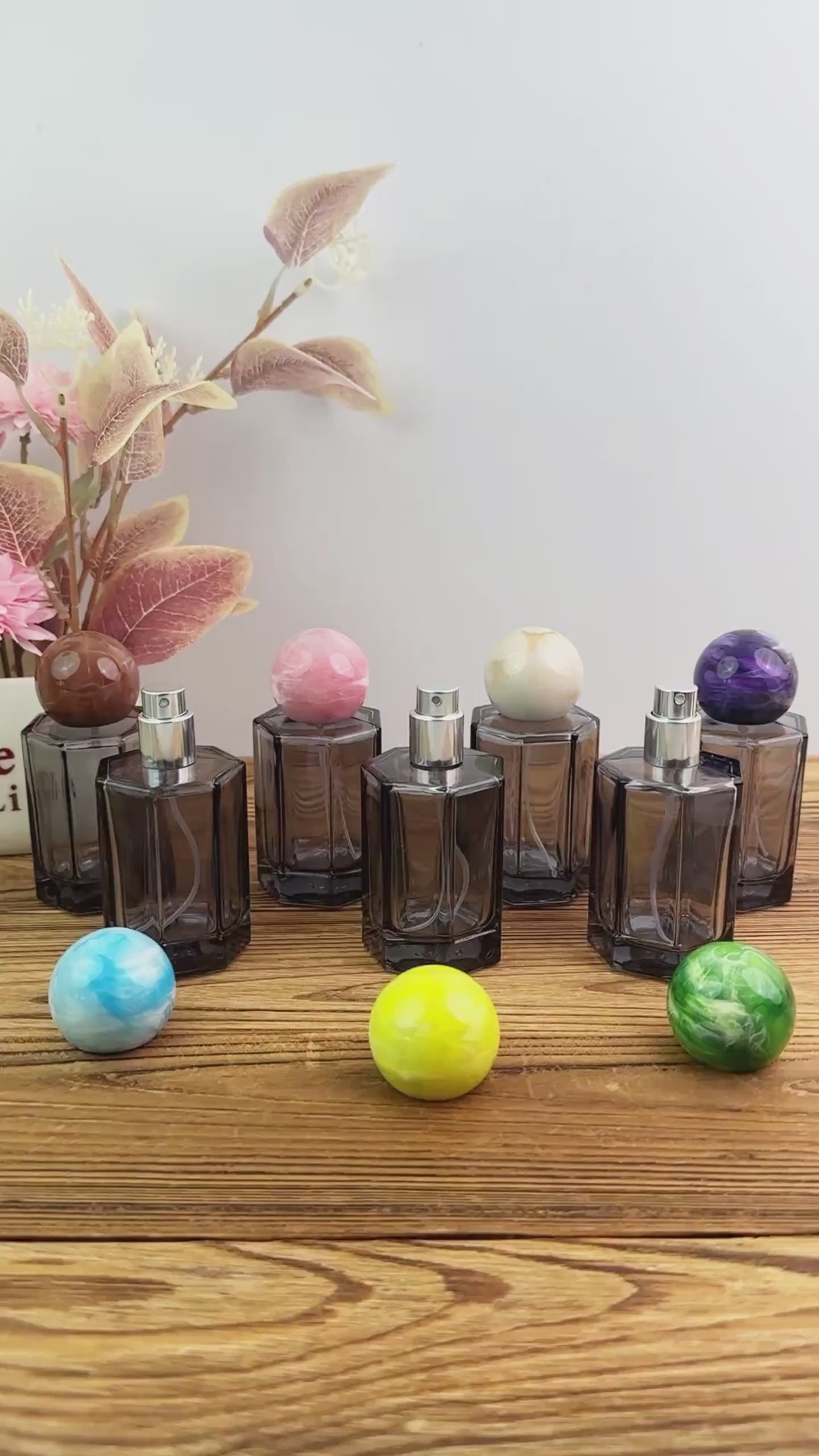 50ml Smoke Gray Glass Perfume Twist Spray Bottle