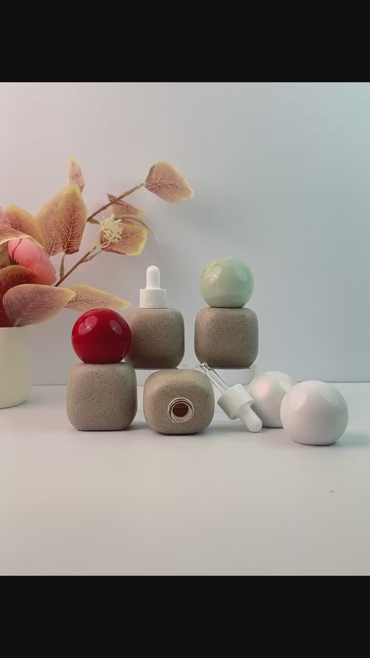 Textured Concrete Glass Cosmetic Dropper Bottle