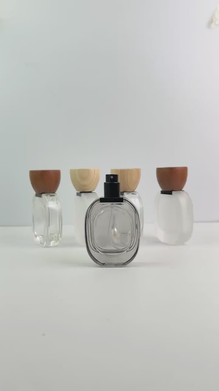 30ml Glass Spray Bottle with Wooden Cap, Frosted