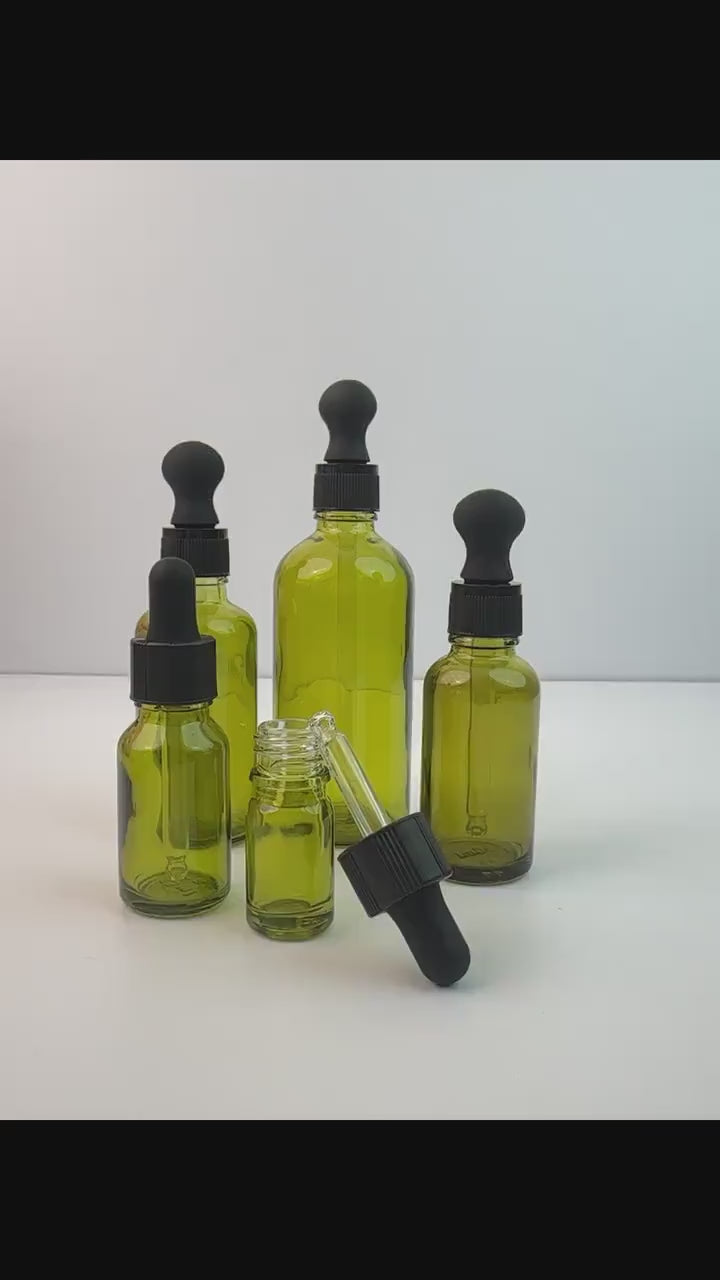 Glass Dropper Bottles with Black Plastic Lid