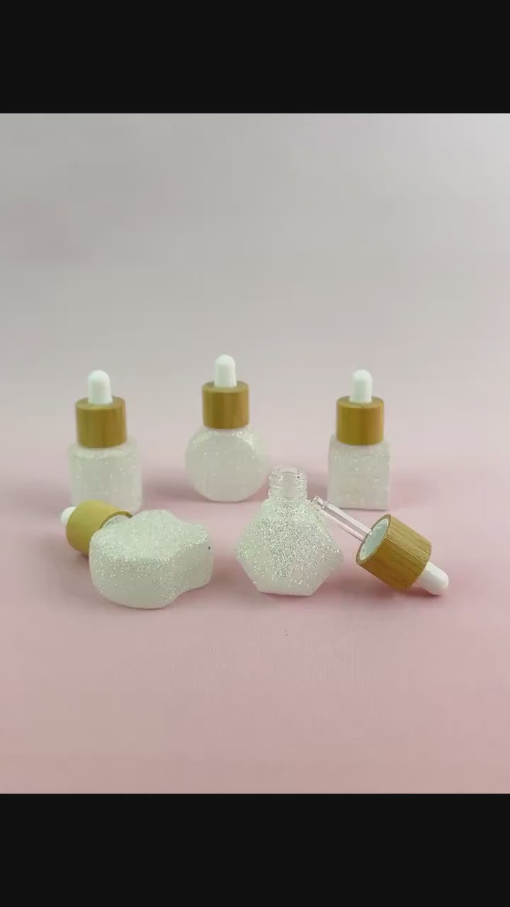 8ml Glittery Clear Glass Dropper Bottles