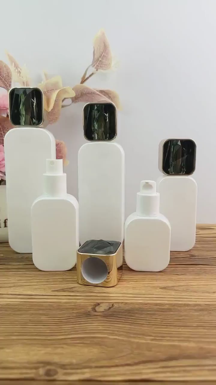 Pearl White Glass Lotion Bottle