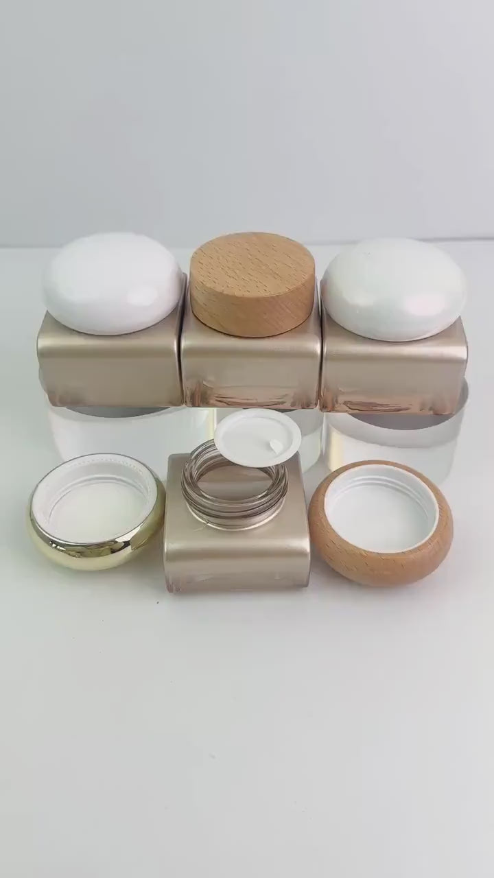 Champagne Square Glass Cream Jar 30g 50g