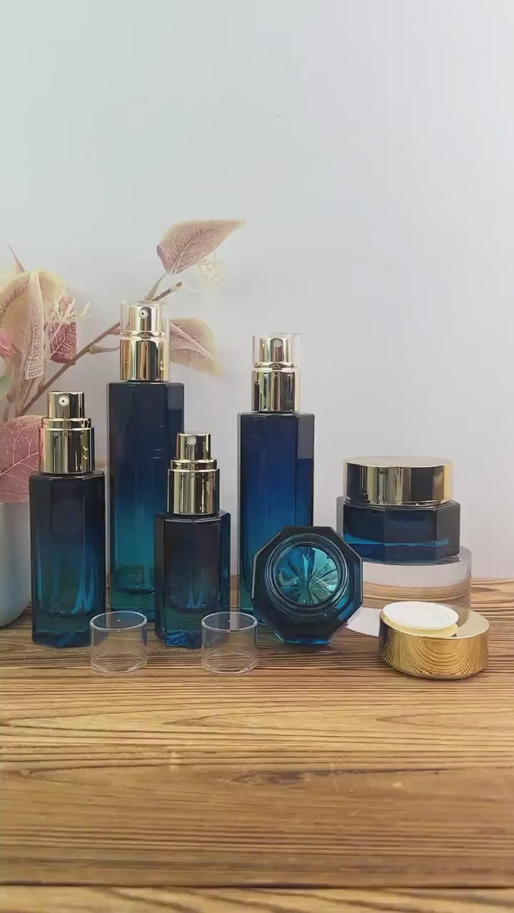 Luxury Gradient Blue Glass Bottles