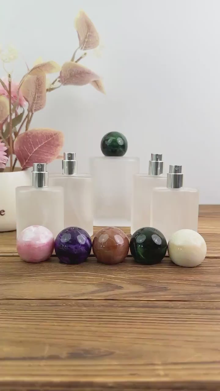 30ml 50ml 100ml Frosted Glass Spray Bottle with Marble Ball Cap
