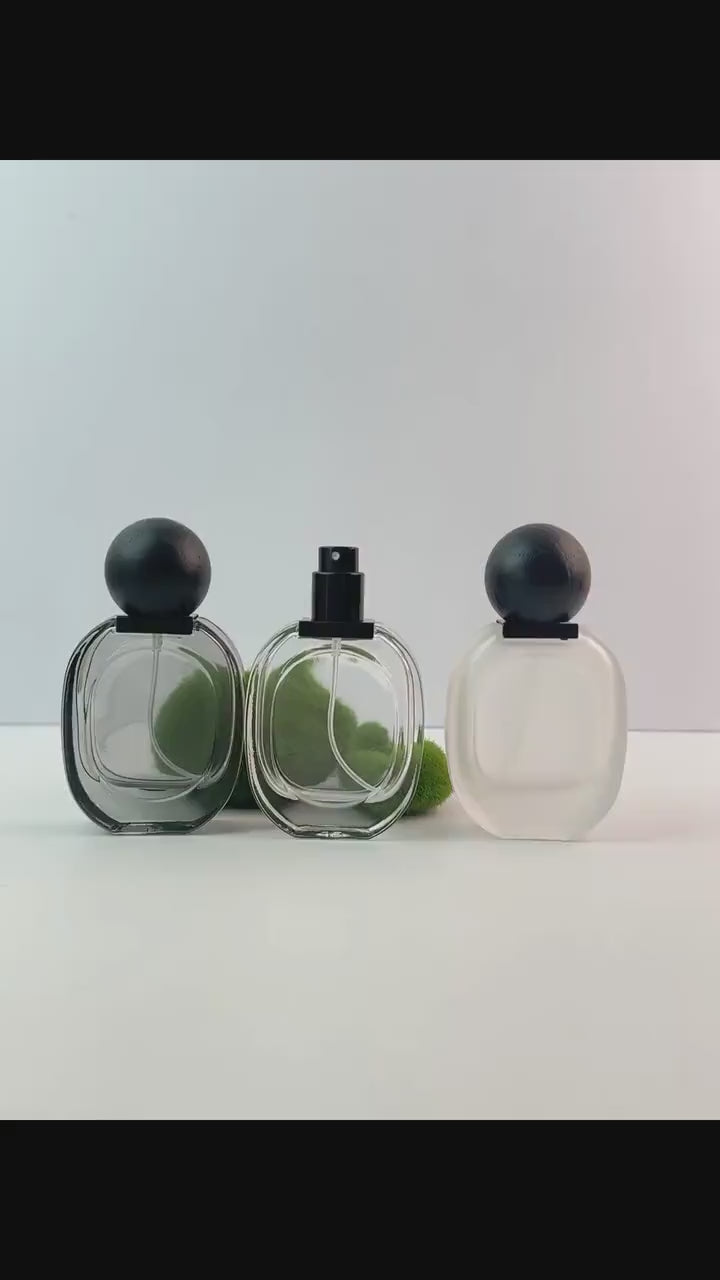 30ml Luxury Glass Perfume Bottle Set with Black Wooden Cap