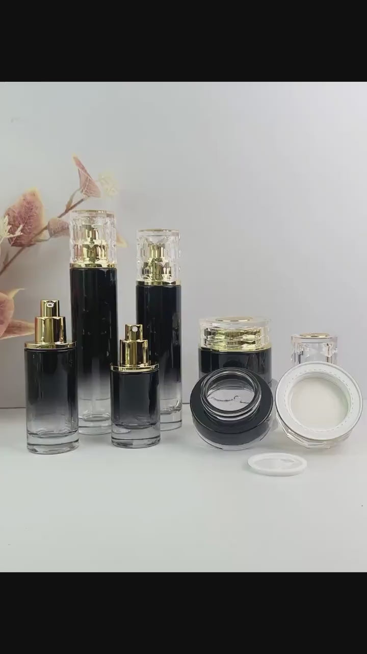 Luxury Black Gradient Glass Cosmetic Containers