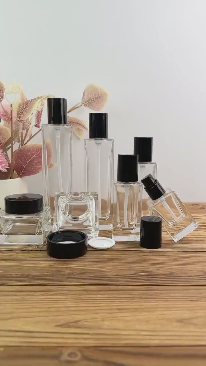 Minimalist Cosmetic Container with Black Pump Cap