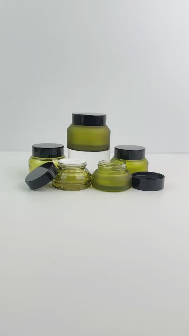 15g | 30g | 50g | Green Glass Cosmetic Jars