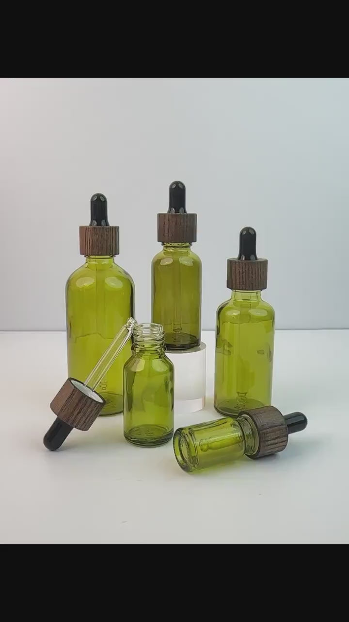 Glass Eye Dropper Bottles with Wood Lid