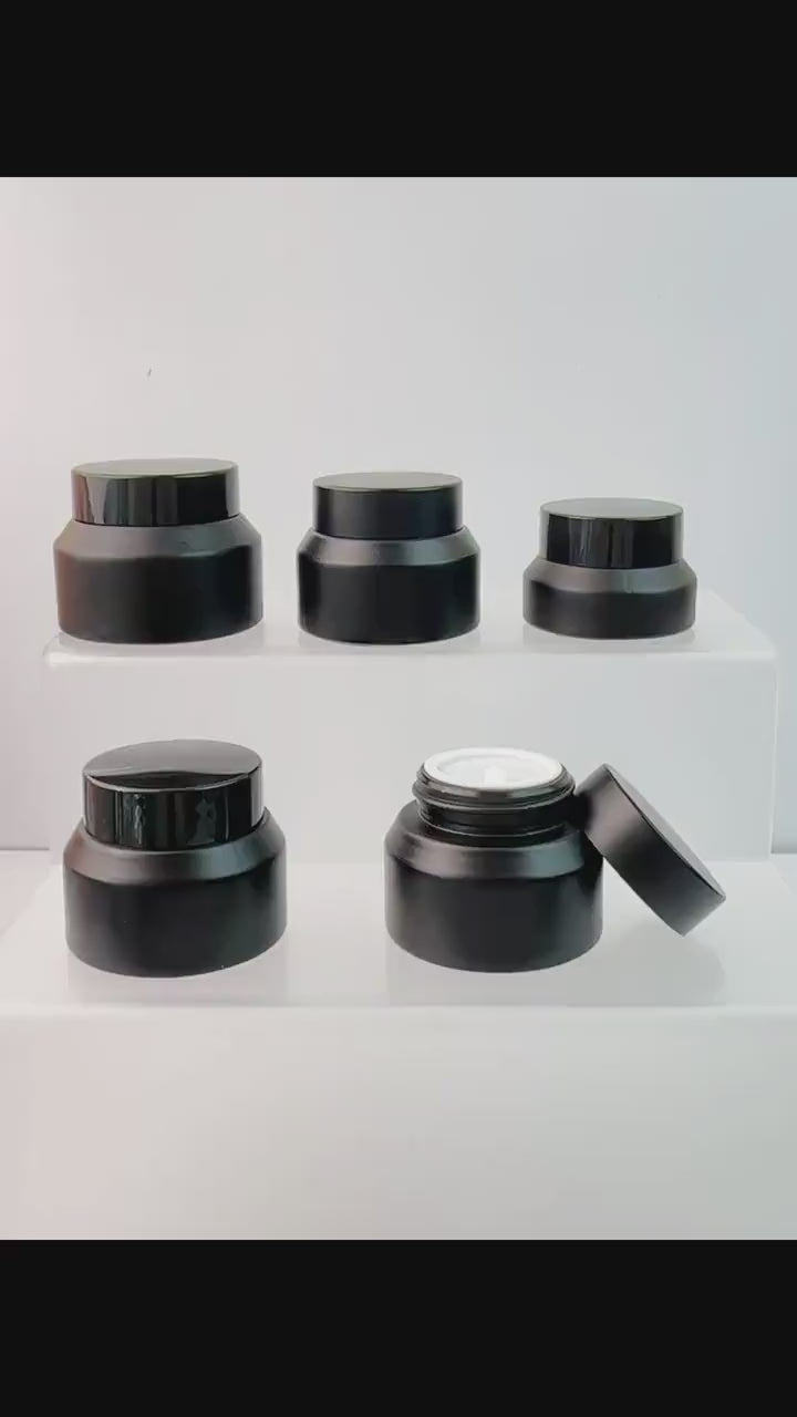 15g 30g 50g Matte Black Glass Cream Jars