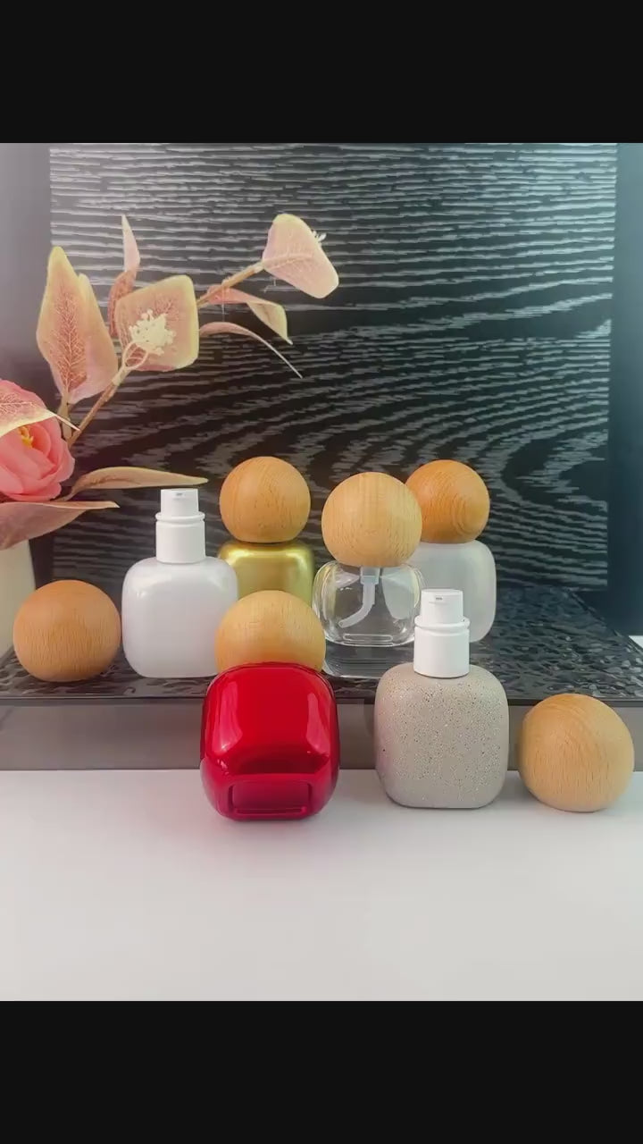30ml Handmade Wooden Cap Glass Cosmetic Containers