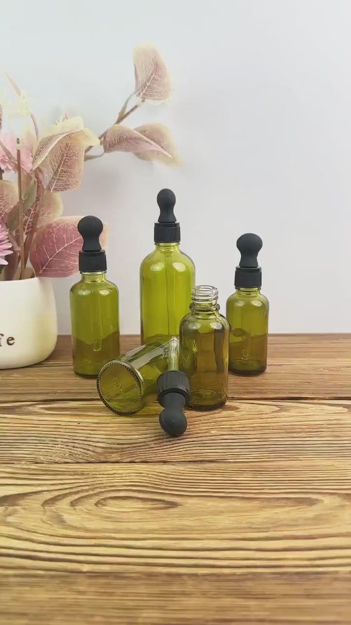 Minimalist Amber Green Glass Tincture Bottles