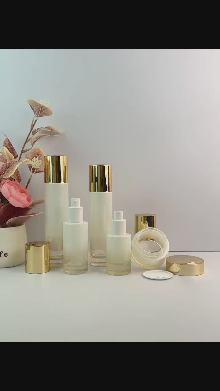 Luxury White Gradient Glass Cosmetic Container