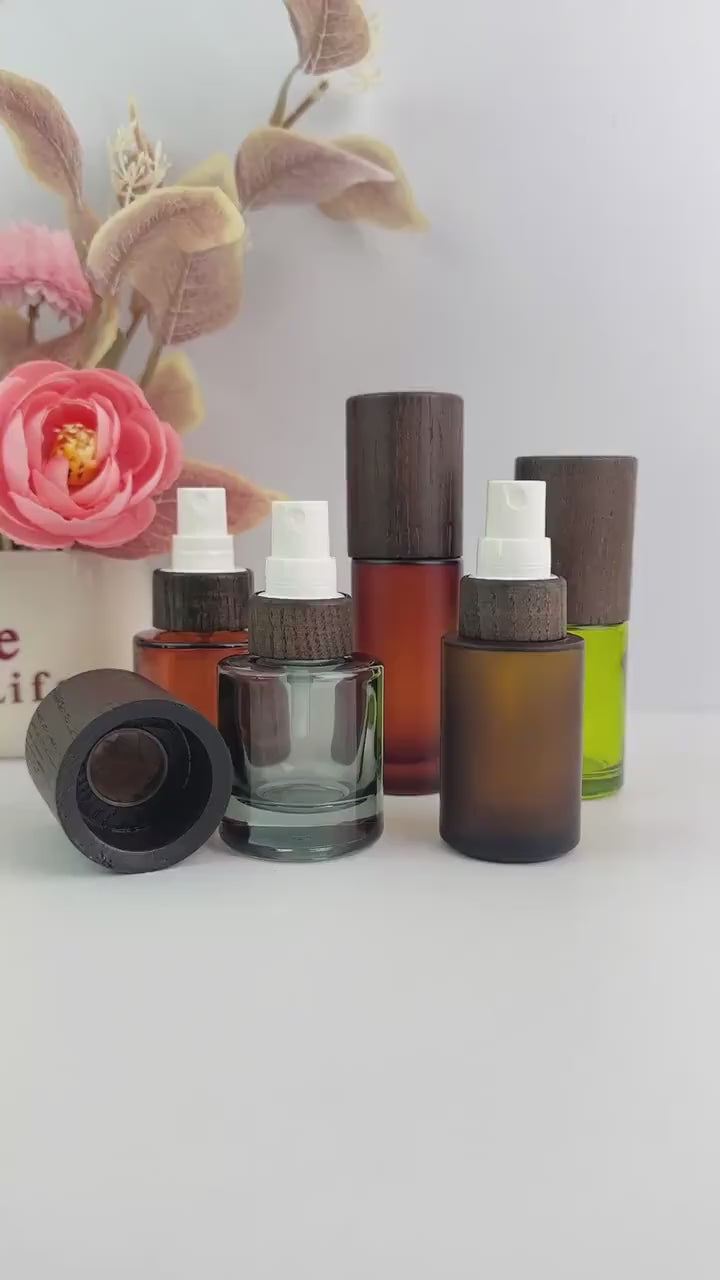 30ml Glass Spray Bottle with Wooden Cap