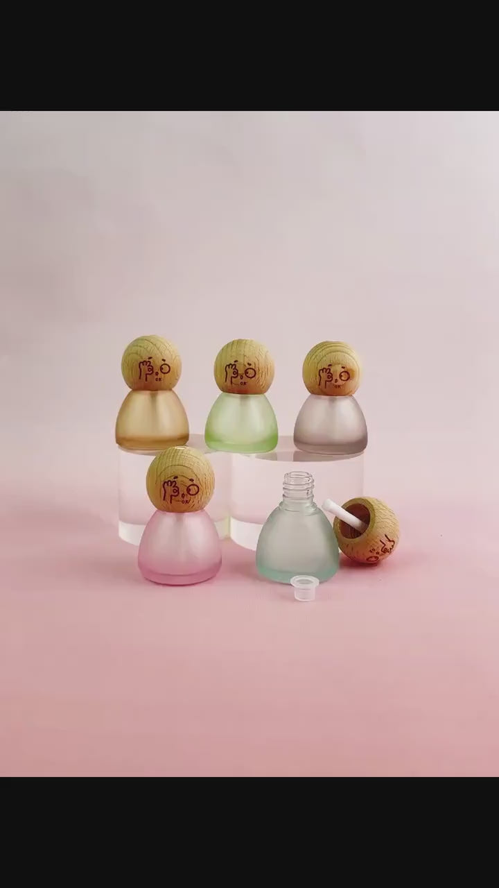 8ml Solid Frosted Glass Aromatherapy Diffusers with Wooden Cap