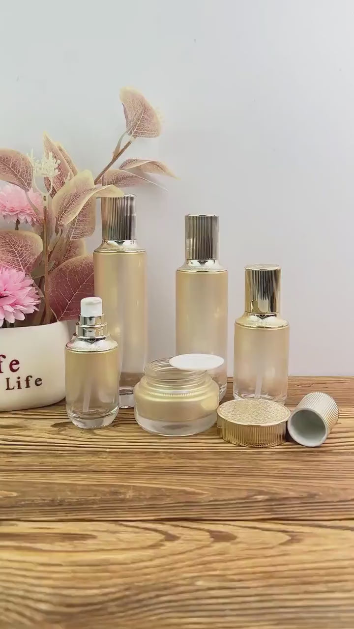 Luxury Gold Gradient Glass Skincare Packaging