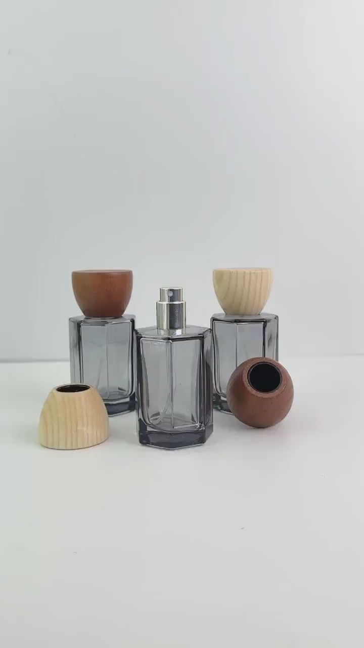 30ml 50ml Glass Spray Bottle with Wooden Cap
